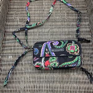 Vera Bradley Kiev Paisley All in One Crossbody Wristlet/Wallet Black Multi-Color